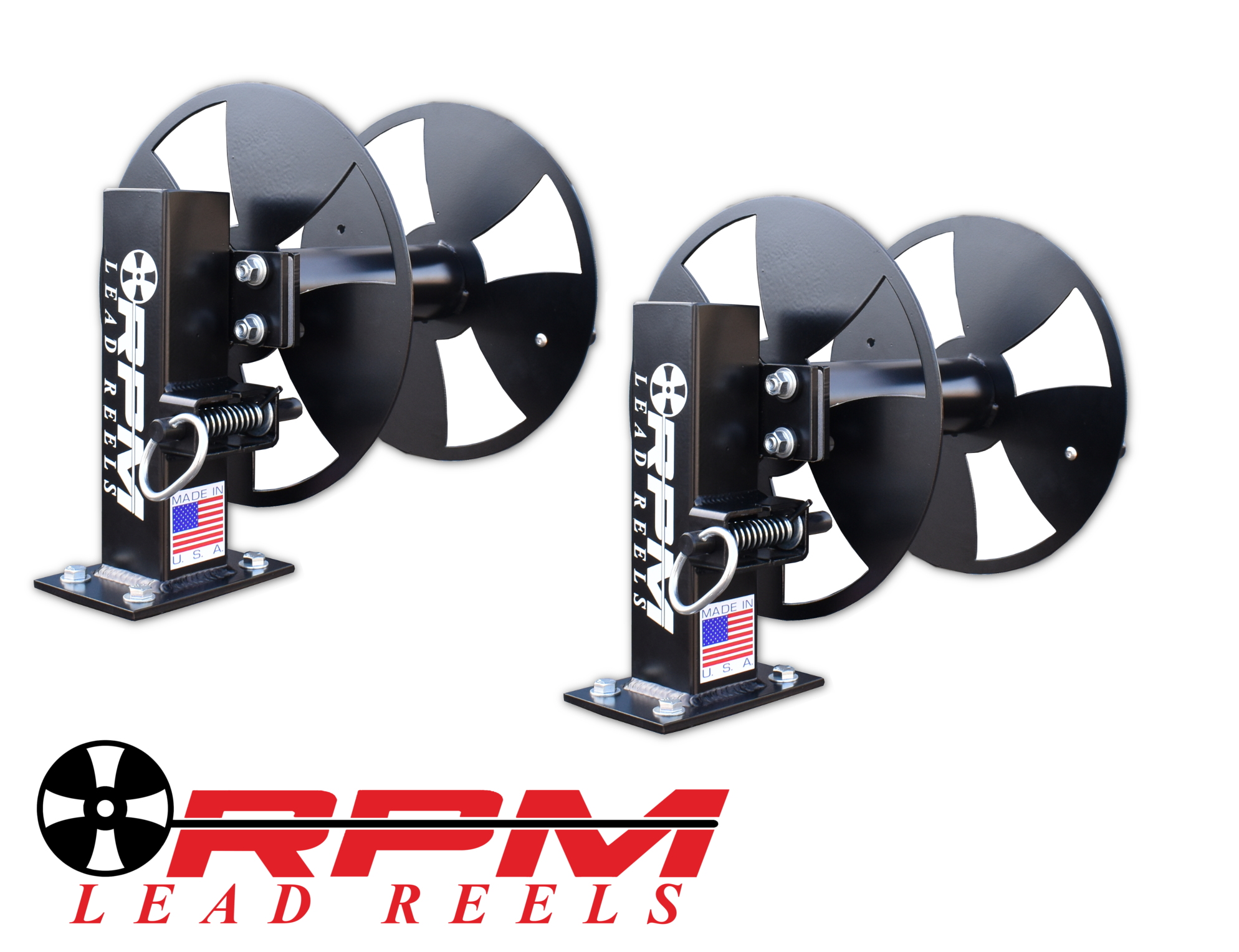 Pair of 12'' Single Fixed Base Lead Reels